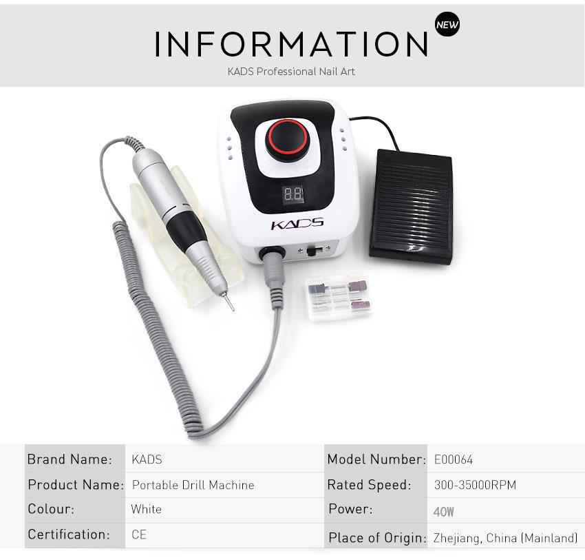 kads 35000RPM Electric Nail Drill Machine Set Nail Pedicure Fingernail Drill Manicure Equipment Nails Accessories Tools