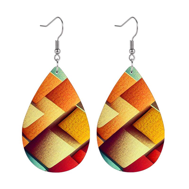 2 Pairs Unique Abstract Multicolor PU Leather Earrings Fashion Earrings Lightweight & Trendy for Daily Wear Elegant Earrings Party Earrings