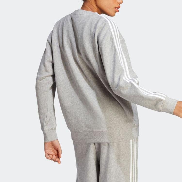 adidas Essential Three Stripes Pullover Sweatshirt Women Sweatshirt Gray IC9905