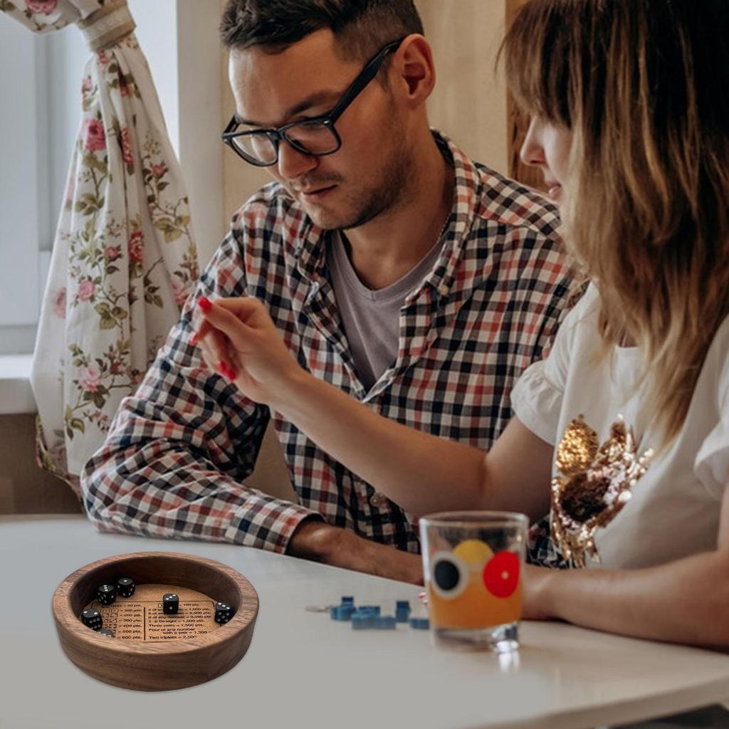Übe Geduld Farkle Klassisches Würfelspiel mit Holzwürfeltablett Interaktives Spielzeug für Eltern und Kinder Strategiespiel Lustiges Brettspiel