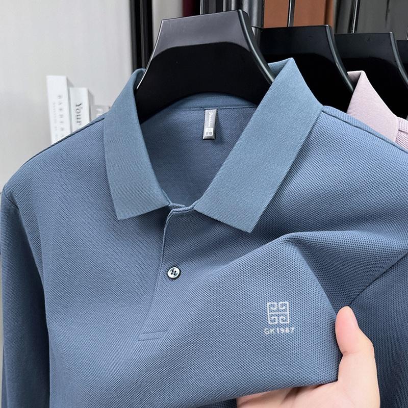 High End Men'S 100% Cotton Long Sleeved Polo Shirt Autumn Fashion Brand Embroidery Design Breathable Golf Sports Top T-Shirt