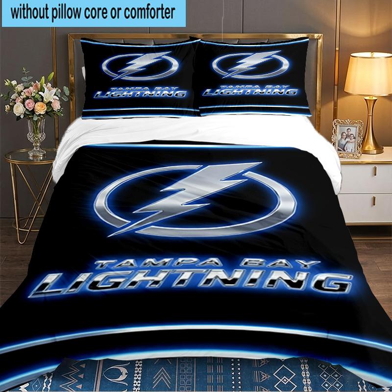 Tampa Lightning Logo 3PCS Bedding set,Ideal for 1pc Duvet Cover And 2pcs Pillowcases Perfect for Fan gift,Ideal for Bedroom, Dormitory