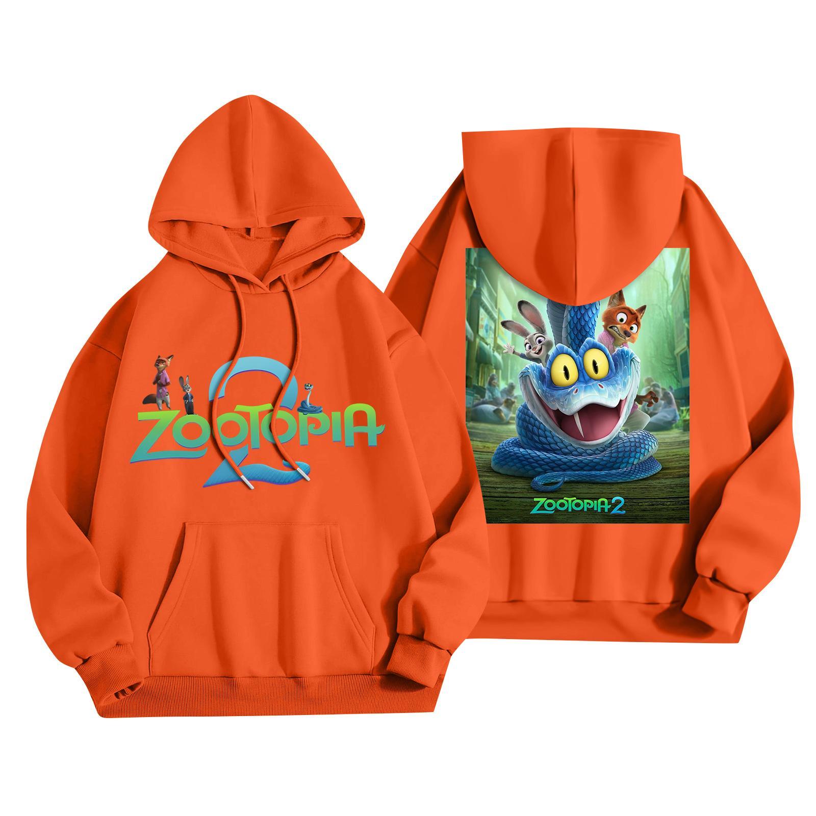

Children s Fashionable Casual Long-Sleeved Cartoon Print Hooded Sweatshirt 120 оранжевый