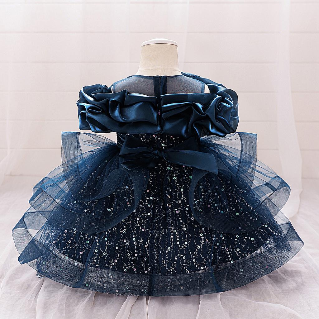 Girls Dress Wedding Newborn Baby Dress Christening Baptism Dresses with Cute Bow Toddlers Girl Birthday Party Ball Gown AL190