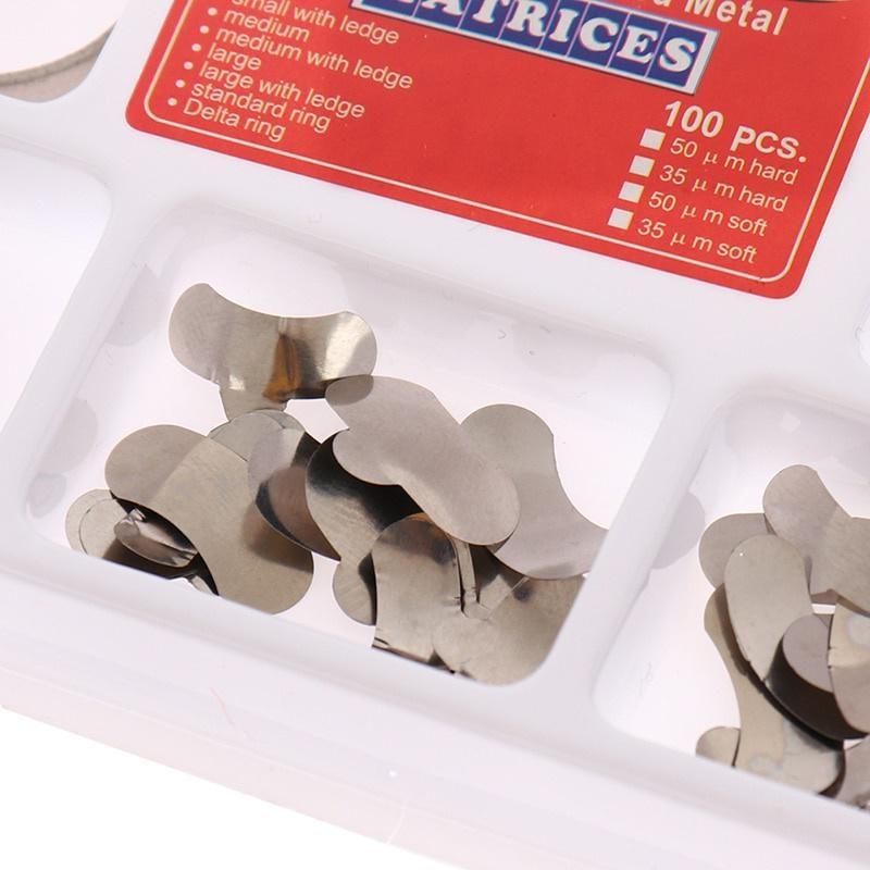 100Pcs Dental Matrix Sectional Contoured Metal Matrices Bands Dental Matrix Rings Full Teeth Replacement Dentsit Oral Care