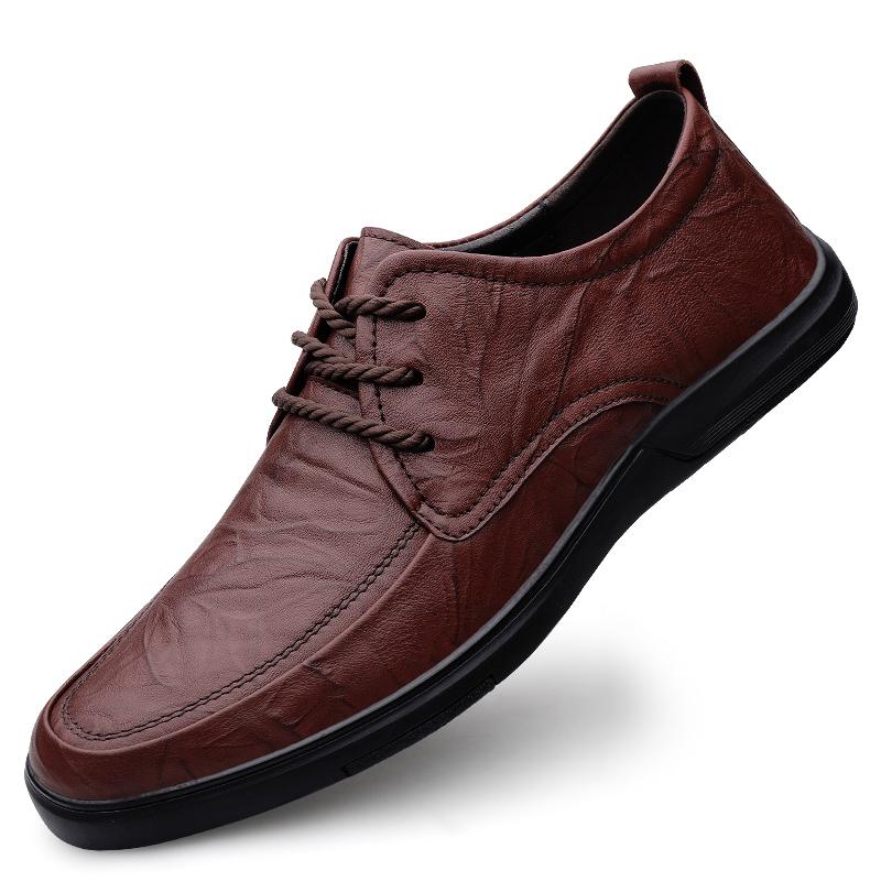 Luxury Brand Lace-up Leather Loafers Business Formal Men's Shoes Thick-soled Comfortable Soft-soled Casual Shoes High-quality