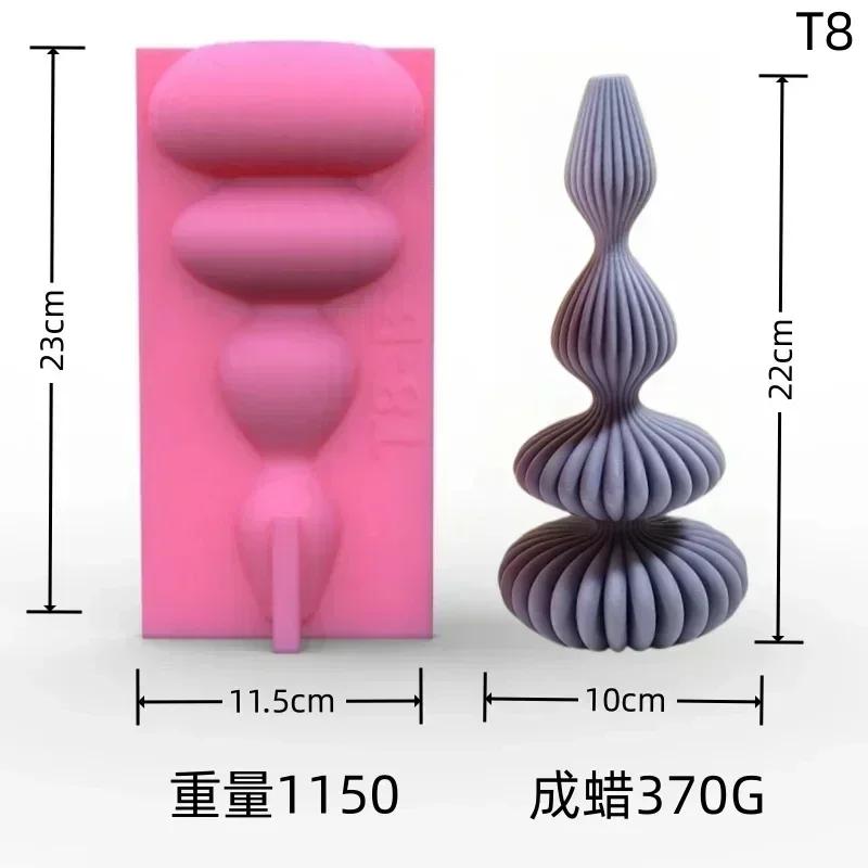 DIY Vase shaped Candle Silicone Mold Geometric Stripe Roman Cylinder Candle Mould Stripe Christmas Tree Cylinder Gypsum Molds