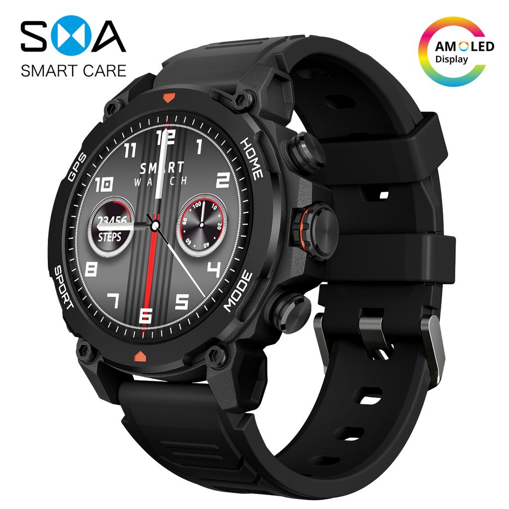 Sports Smart Watch Bluetooth Calling 5ATM Waterproof Compass Altimeter Barometer SOS Health Fitness Tracker