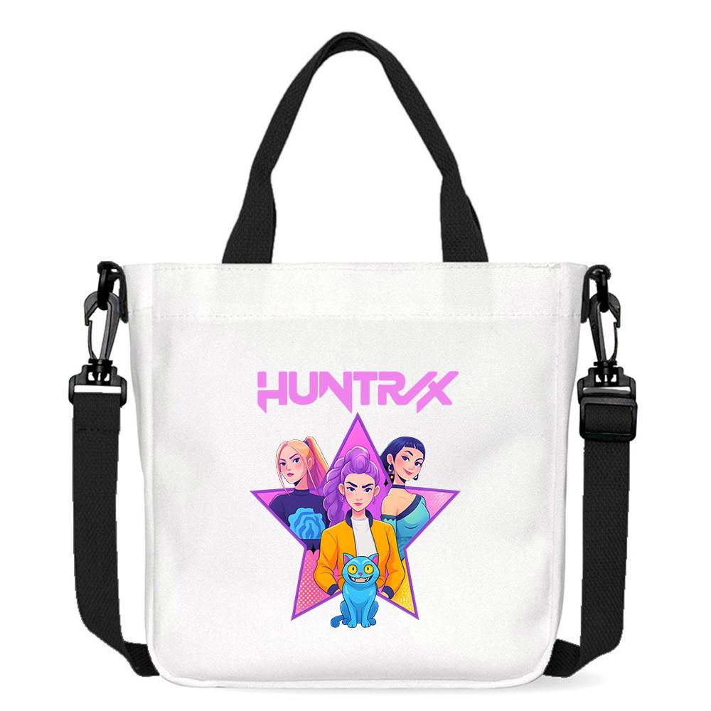 Kids Girls Kpop Hunters Derpy Rumi Zoey Mira Printed Student Lightweight Crossbody Bag Casual Canvas Shoulder Bags