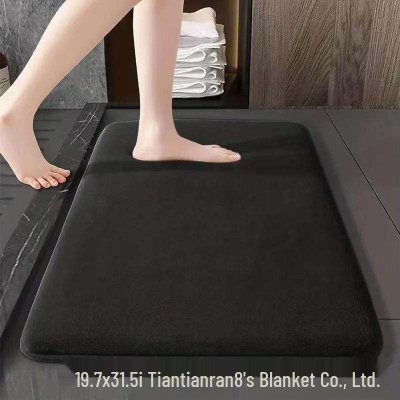 Solid Color Coral Fleece Non-slip Bath Mat – Strong Water Absorption, Dirt-resistant, Easy to Clean