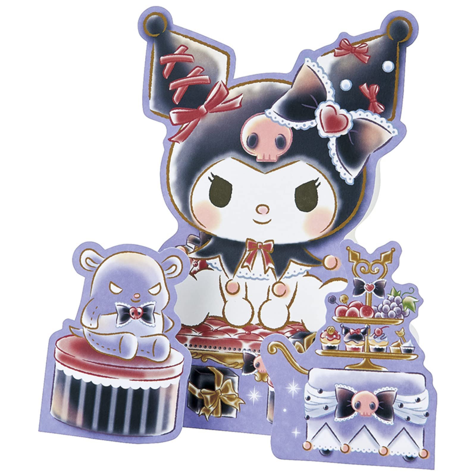 Sanrio Message Card Kuromi Gift and Sweets Greeting Card International Shipping Available SANRIO 732958 MU134-3 фиолетовый
