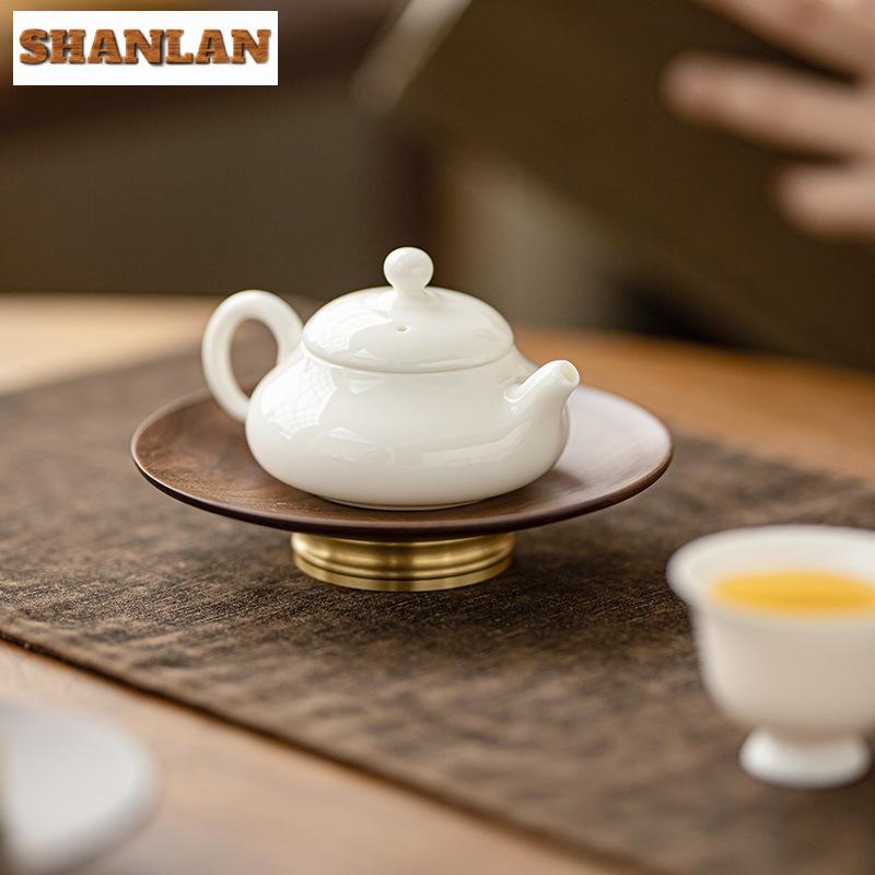 110ml Boutique Sheep Fat Jade White Porcelain Teapot Elegant Officer Hat Pot Tea Brewing Kettle with Strainer Cha Supplies Gift