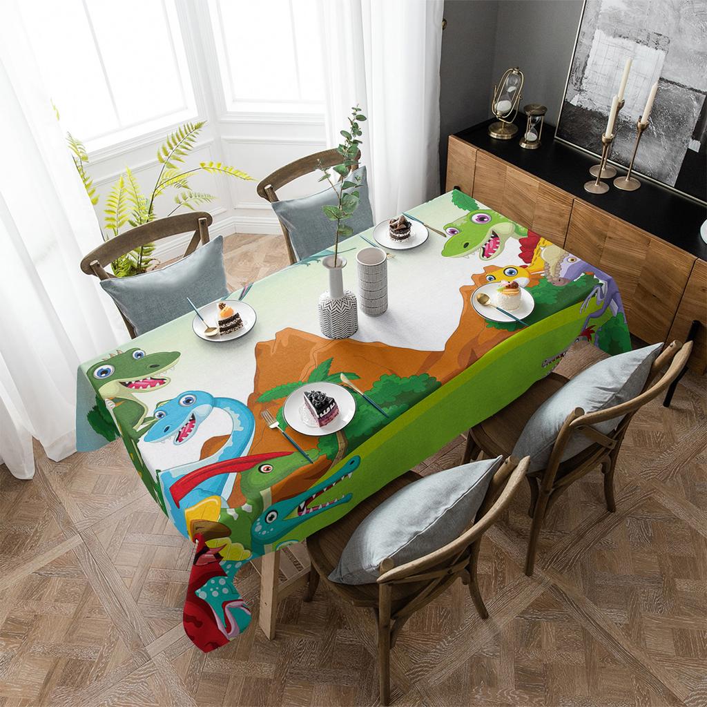 Cartoon Jungle Meadow Dinosaur Tablecloth Holiday Decor Waterproof Rectangular Tablecloths Wedding Decor Table Cover