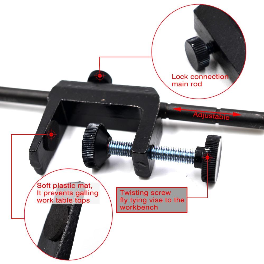 MNFT 1Pcs Rotary C-Clamp Fly Tying Vise DIY Matte Black Iron Tying Vise Flies Fly Hook Tool for Beginner Travellers
