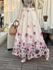 Women's French High Waist Embroidered Crochet Midi Skirt for Autumn/Winter