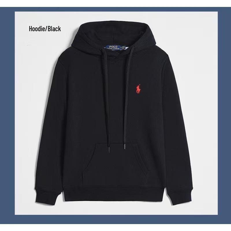 Men's Casual Long-Sleeve Zipper Hoodie with Embroidered Horse Logo