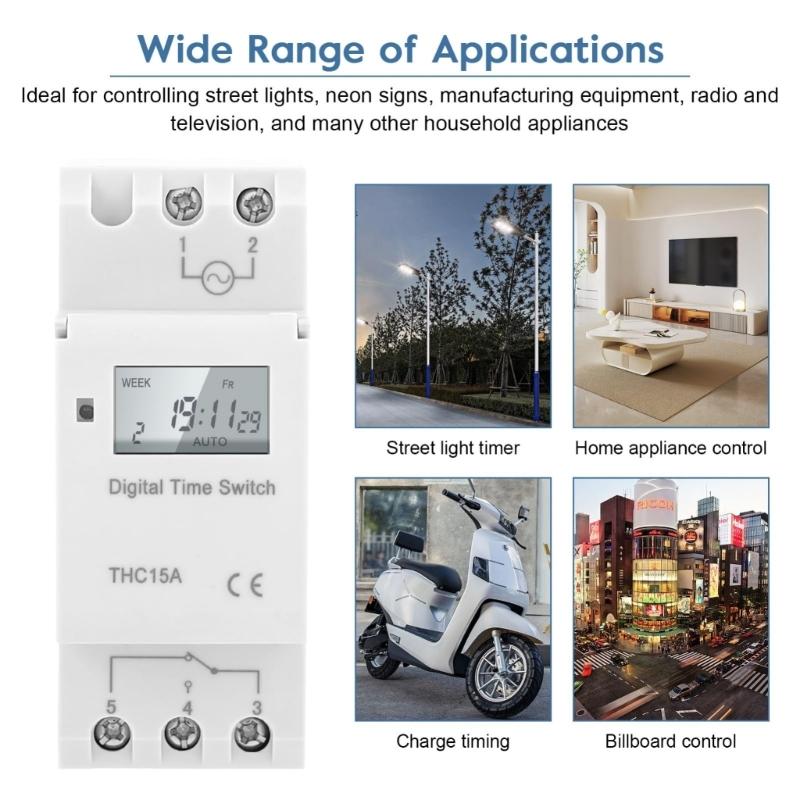 Digital LCD Weekly Programmable Digital Timer Switches 16 ON and OFF Timer Time Control Switches for Controlling Street Lamp