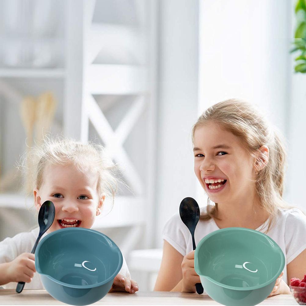 3pcs Plastic Mixing Bowls Salad Bowl Set Blue Cyan White 22.5x12cm