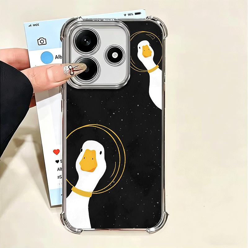 Funny Cartoon Goose Game Plating Phone Case For Xiaomi Poco X5 X6 X7 X8 Pro Max F8 Ultra F7 M8 M7 M5S Redmi 15C 15 14C 13C 13 X3