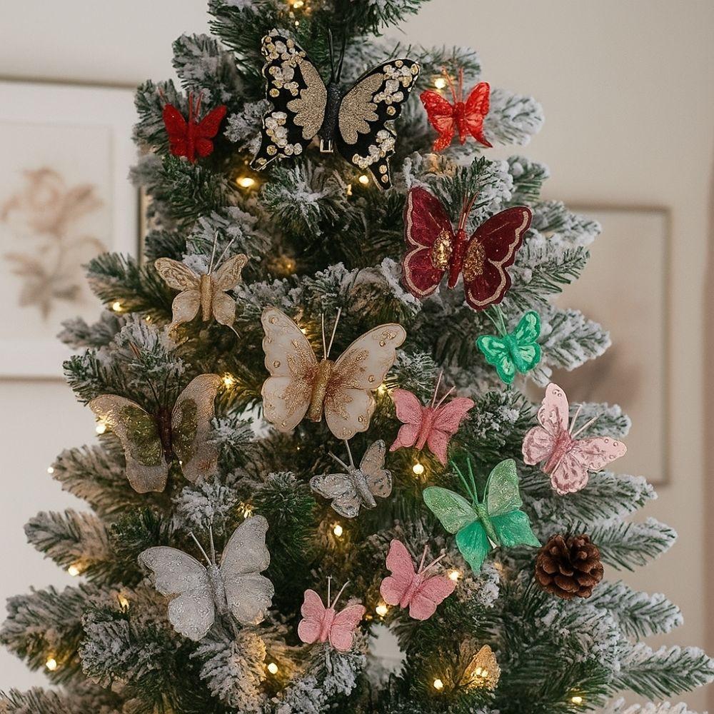 Colorful Butterfly Christmas Decoration Plastic Feather Artificial Butterfly Flower  Home Party