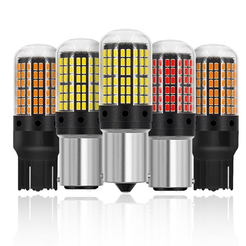 1156 BA15S P21W BAU15S PY21W T20 7440 W21W 1157 P21/5W W21/5W 7443 LED-lampor 3014 144SMD LED CanBus-lampa För blinkerslampa