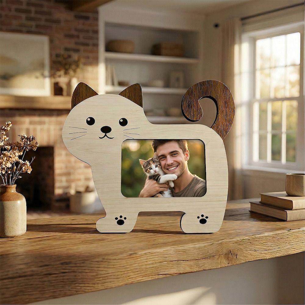 Smooth Animal Shape Picture Frame Cartoon Photo Display Rack Durable Wood Photo Frame for Desktop