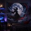 Under the Moon Blood Shadow Samurai Tapestry Dark and Wind Swordsman Printed Hanging Cloth Living Room Decoration