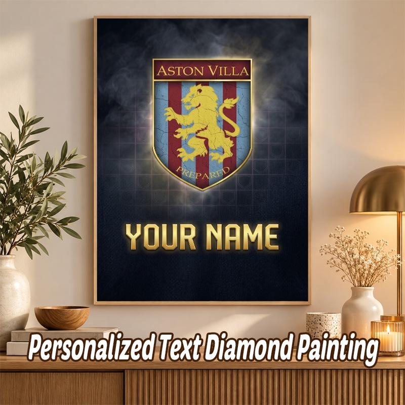 Aston Villa Custom Name Text 5D Diamond Painting Kit DIY Full Drill Diamond Art Decoration
