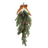 PE Pine Needle Inverted Teardrop Christmas Tree with Velvet Bow - Artificial Hanging Wreath for Home or Staircase Decoration