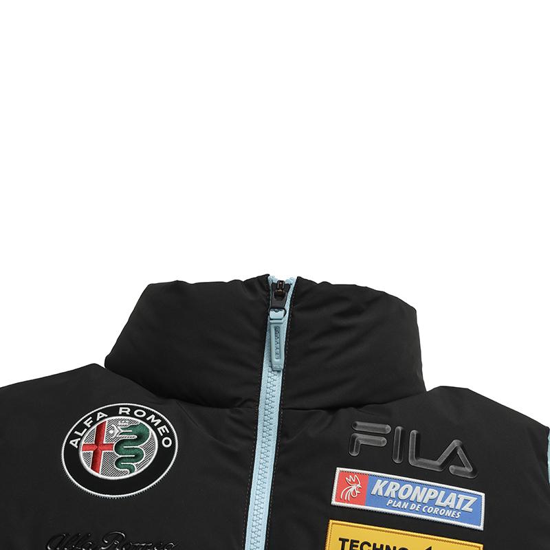 FILA Ski Series 4810 Snow Peak Goose Down Fashion Trendy Personalized Ski Sports Protective Warm Spliced Stand Collar Down Jacket A11W546921FLB