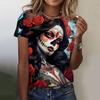 Mexican Day of the Dead Women's T Shirt 3D Print Rose Catrina Goddess O-Neck Short Sleeve Tees Streetwear Y2k Clothing For Girls