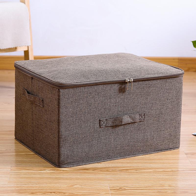Solid Color Clothes Quilt Storage Box Underwear Sealed Box Cotton Linen Bedding Storage Organizer Wardrobe Tidy Case