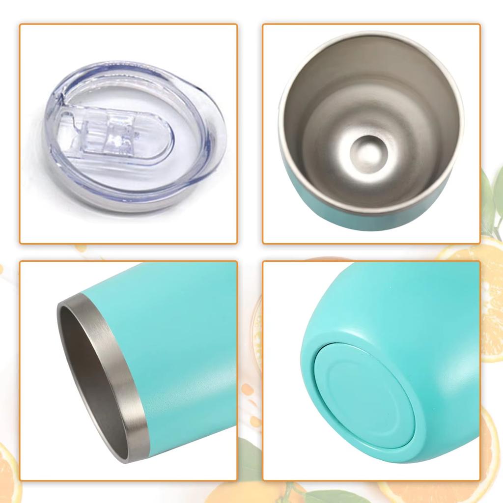 360ml Stainless Steel Eggshell Wine Tumbler Double Wall Vacuum Insulated Cup for Coffee Tea Office Home Travel