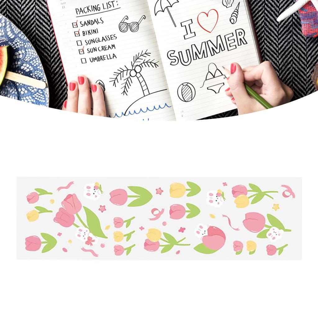 Junk Journal Sticker Decal DIY Decorative Materials Sweet Cute Tulip Flowers Pattern