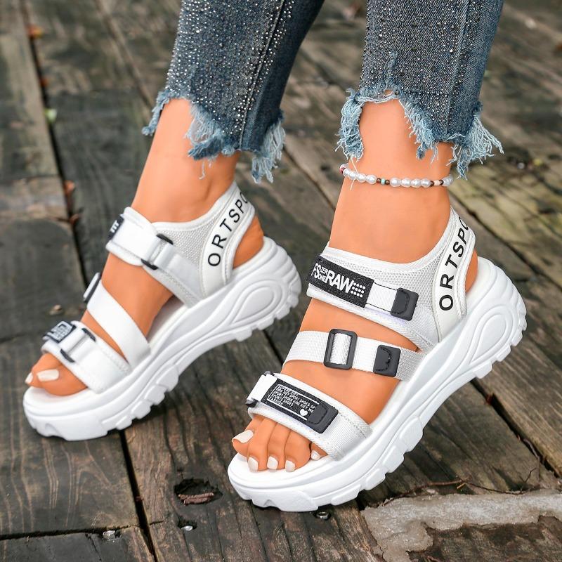 Plus-size Women s Sandals Summer Platform Thick-soled Women s Shoes Student Sports Sandals for Women 35 белый