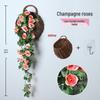 Decorazione con Rampicante di Rose da Appendere a Parete per Interni - Cesto di Fiori Artificiali per Soggiorno