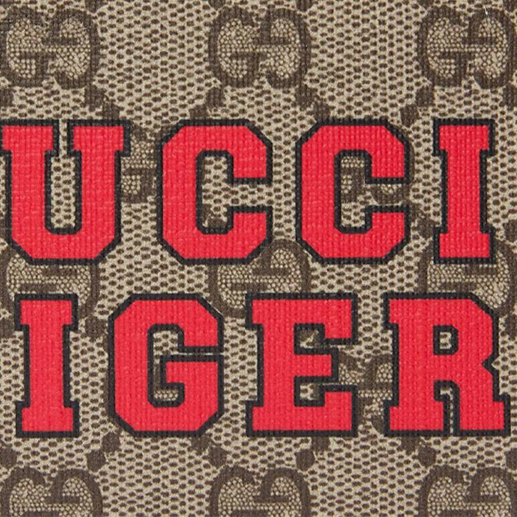 Gucci Vintage Logo Print Kurzes Falt-Canvas- und Lederportemonnaie Herrenportemonnaie Ebenholzbraun 671652-US7EC-9396