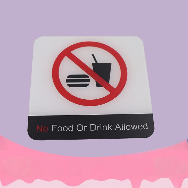 No Food Or Drink Allowed Signs Sticker Public Place Acrylic Wall Stickers Prohibition Badge Notice Store inside Warning Plaque