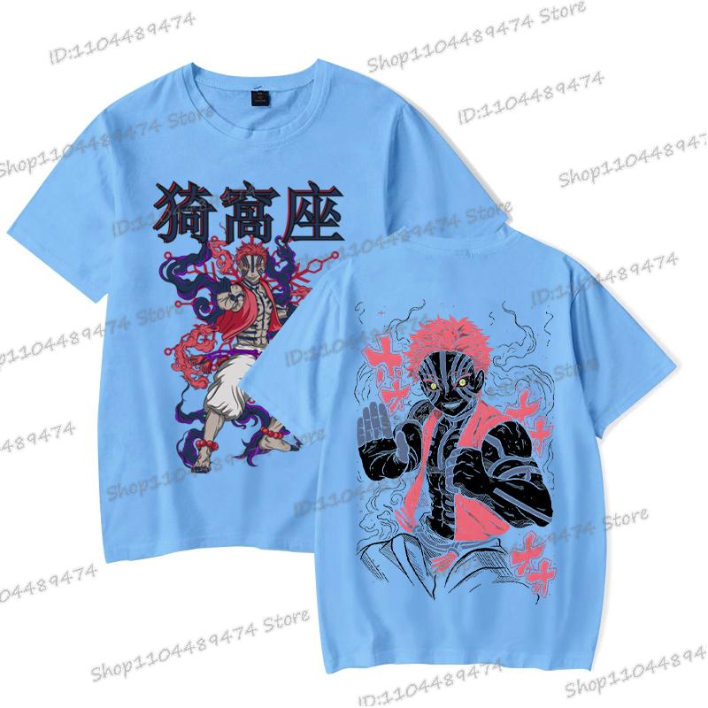 Akaza Anime Demon Slayer T Shirt Men Fashion Harajuku Short Sleeve T-shirt Vintage Kimetsu No Yaiba Comic Female Male Tops