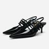 Fashion New Design Sexy Pointed Toe Sandals Women High Heels Party Dress Shoes for Female Summer  Elegant Buckle Decorated Stilettos