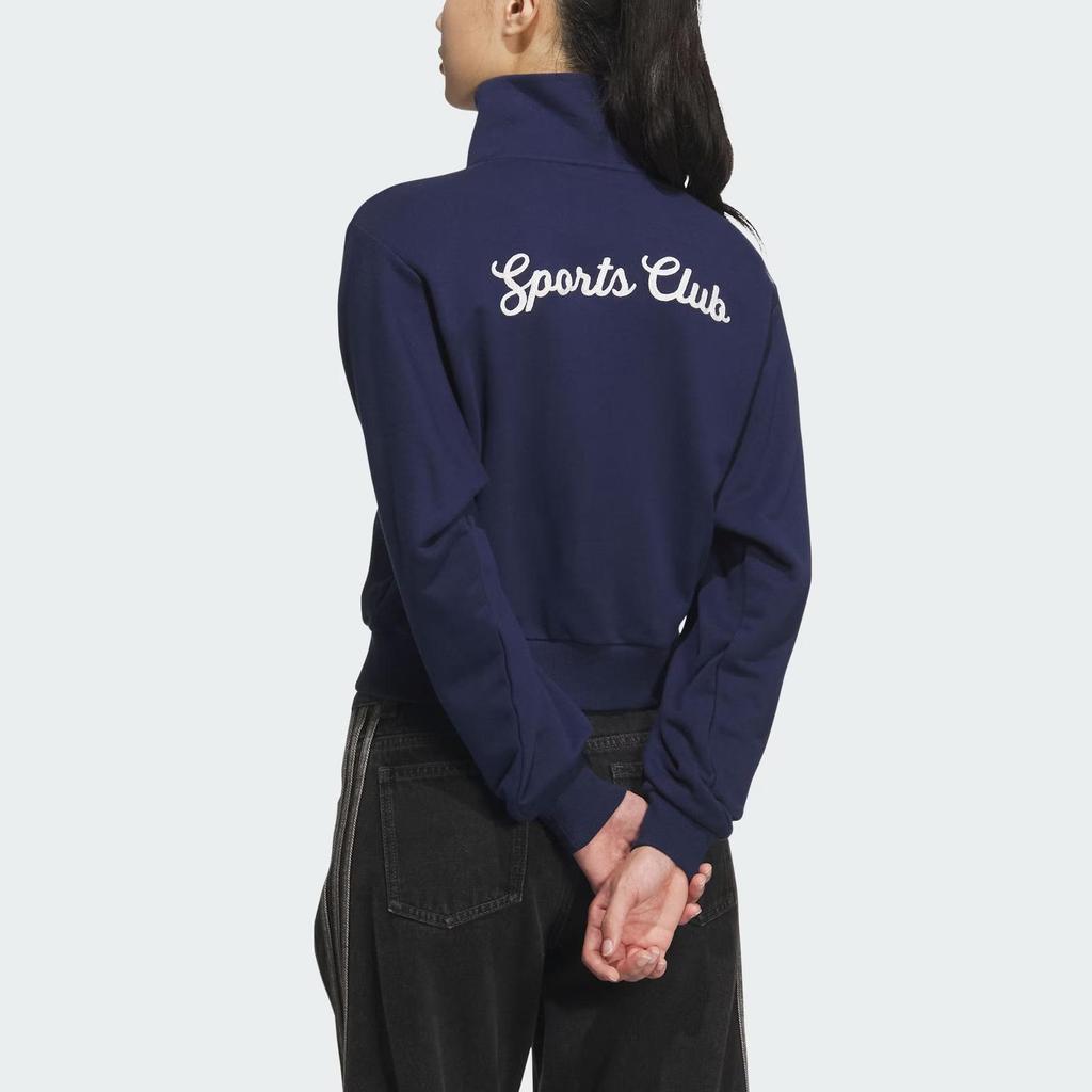 Adidas Originals Retro Sporty Club Sweatshirt Loose Long Sleeve Casual Daily Streetwear Tops Women Deep Indigo JM8013