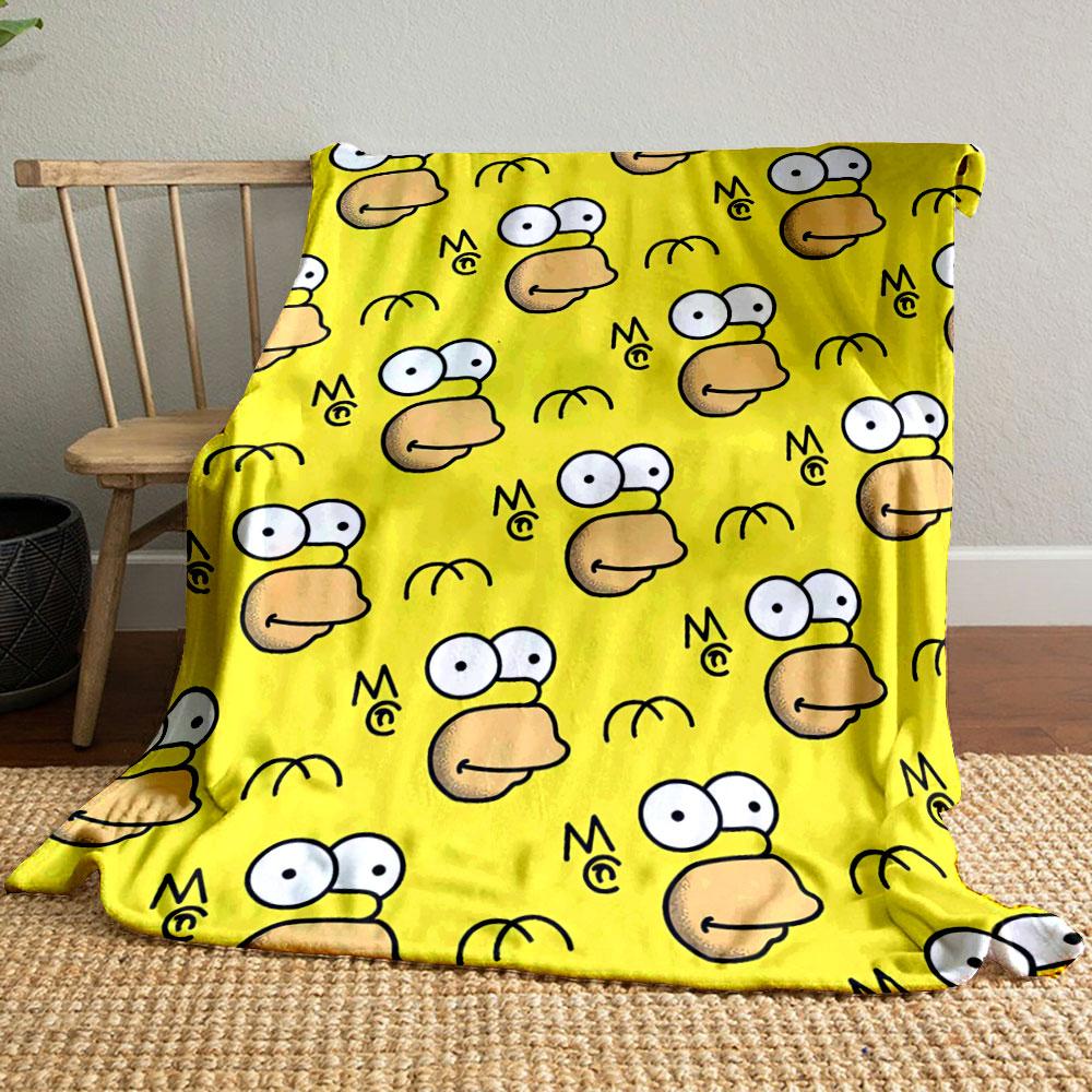 Cartoon Faces with Wide Eyes On a Yellow Background, Including "MC" Text. for All Seasons Blanket Lunch Break Throw Gift