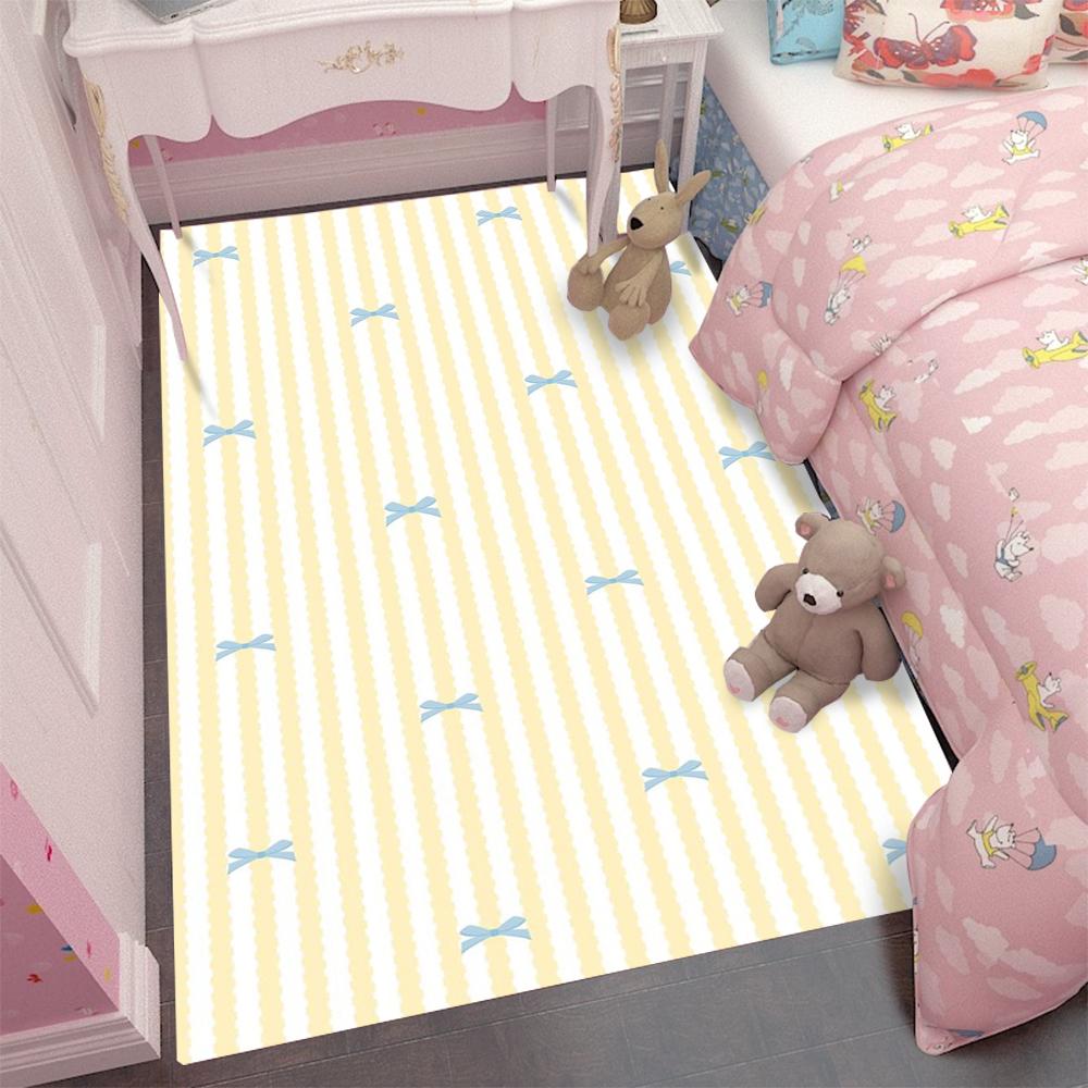 Cute Bow Tie Area Rug Pink Bow Design for Girls Bedroom Kids Room Playroom Home Decor Non Slip Mat Children's Bedside Carpet