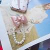 Cute Bowknot Keychain Pendant Fashionable Beaded Phone Charm for Case Decoration