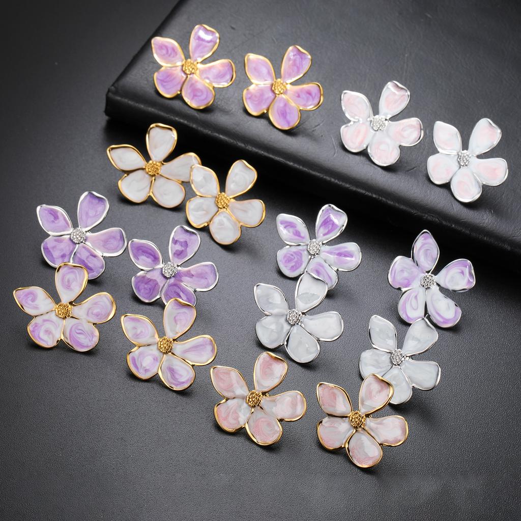Cazador Waterproof Flower Earrings Stainless Steel Piercing Earrings for Women Trendy Jewelry Wedding Birthday Gift 2026