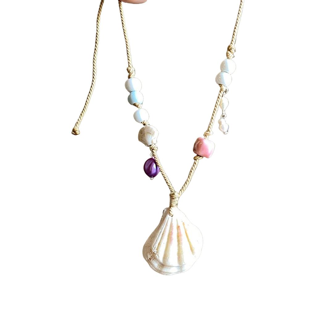 Natural Shell Beaded Necklace Summer Beach Jewelry Adjustable Clavicle Chain For Women Vacation Accessories
