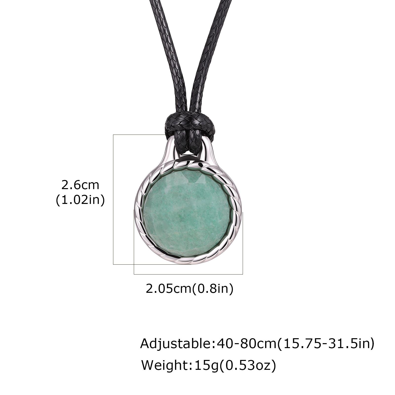 

Stylish Vintage Green Natural Stone Tiger Eye Round Pendant Necklace Adjustable Rope Chain Stainless Steel Jewelry for Men Gift