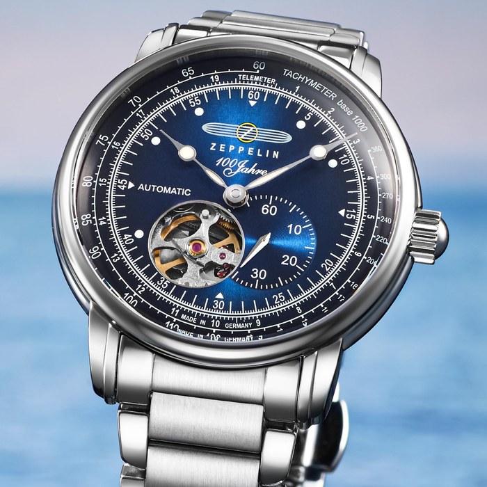 [Zeppelin] 100th Anniversary Automatic Watch, 50m Water Resistance, Mineral Glass, Navy Dial, 7662M-3, Men's