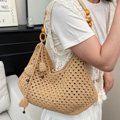 Handgehäkelte Hohl-Achseltasche Damen-Umhängetasche