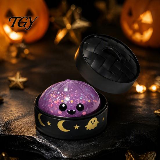Stretchy TPR Toys for Sensory Play Halloween Bun Squeeze Toy with Steamer, Fidget Stress Ball, Spooky Ghost Relieving School Pumpkin Relief
